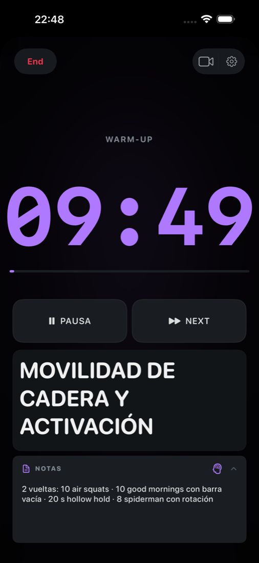 Notas del bloque abiertas durante el timer